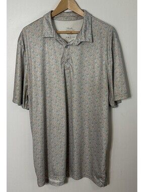 Huk Gear Pursuit Grey Performance Fishing Polo Cocktail Themed Size 2X EUC.